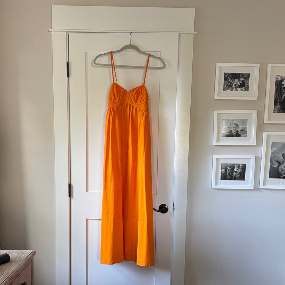 Farm Rio Bright Orange Spaghetti-Strap Maxi Dress